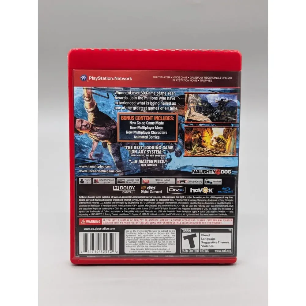 PS3 PlayStation 3 Uncharted 2 Amoung Thieves & Uncharted 3 Drakes Deception